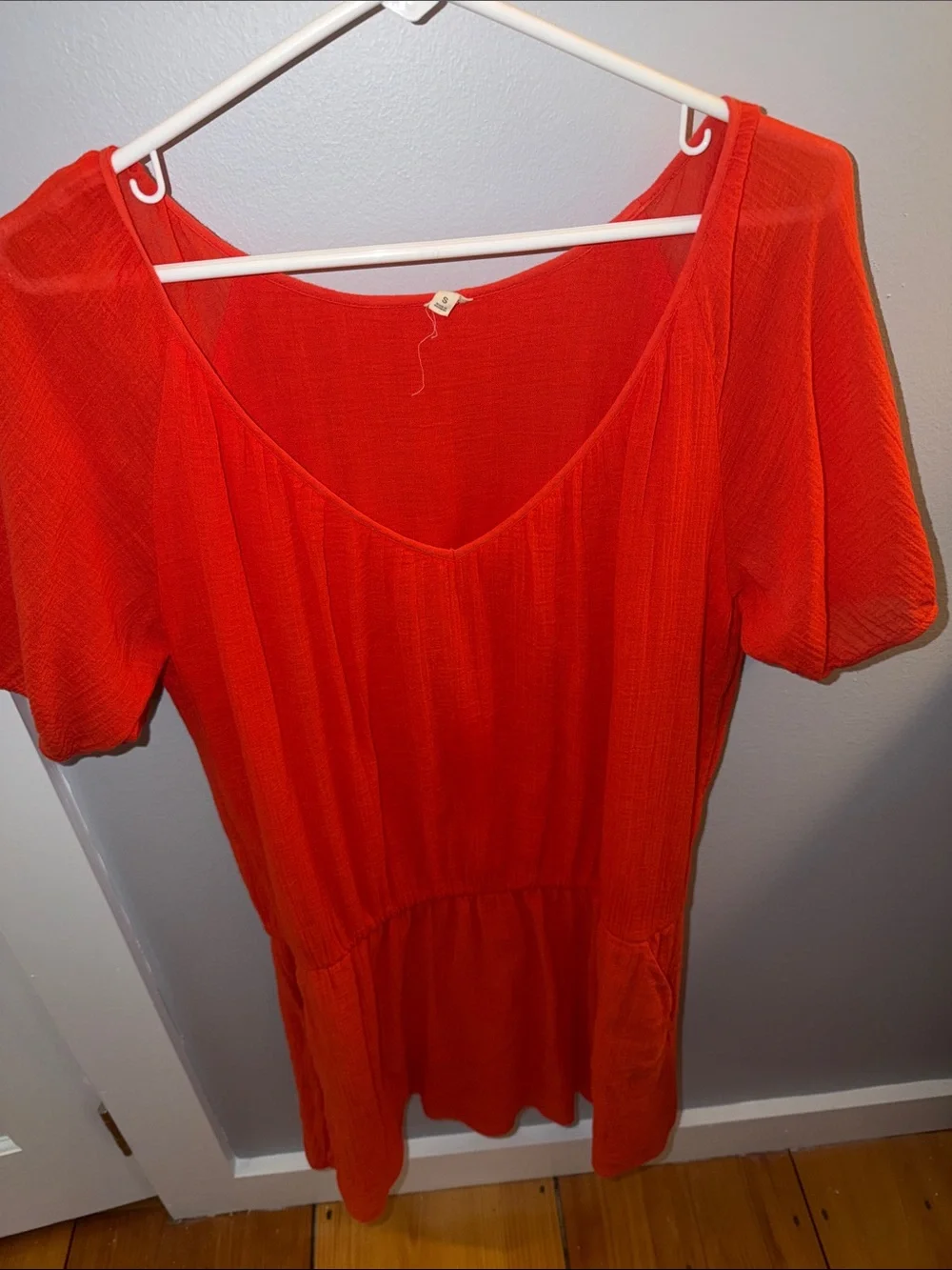 J. Crew Bright Red Short Sleeve V-Neck Swim Coverup